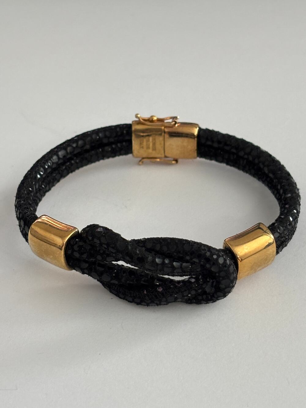 Milor Italy Bronze Gold Tone With Black Rope Bracelet